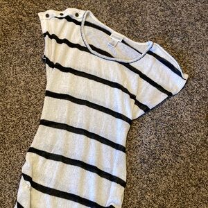 Black/White striped Mesh Motherhood Maternity top